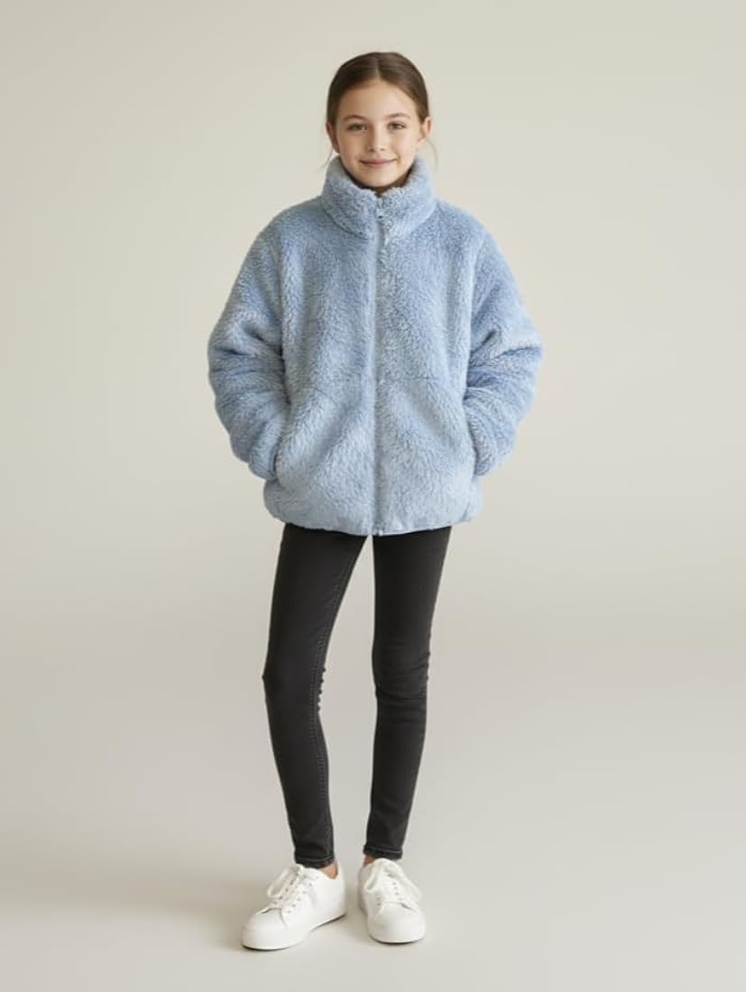 Alan Jones Clothing Girls Furry Fleece Full-Zip Jacket | Soft Alan Jones Clothing Girls Furry Fleece Full-Zip Jacket | Soft